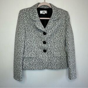Le Suit Women’s Blazer Jacket Gray And White Patterned Design Size 6